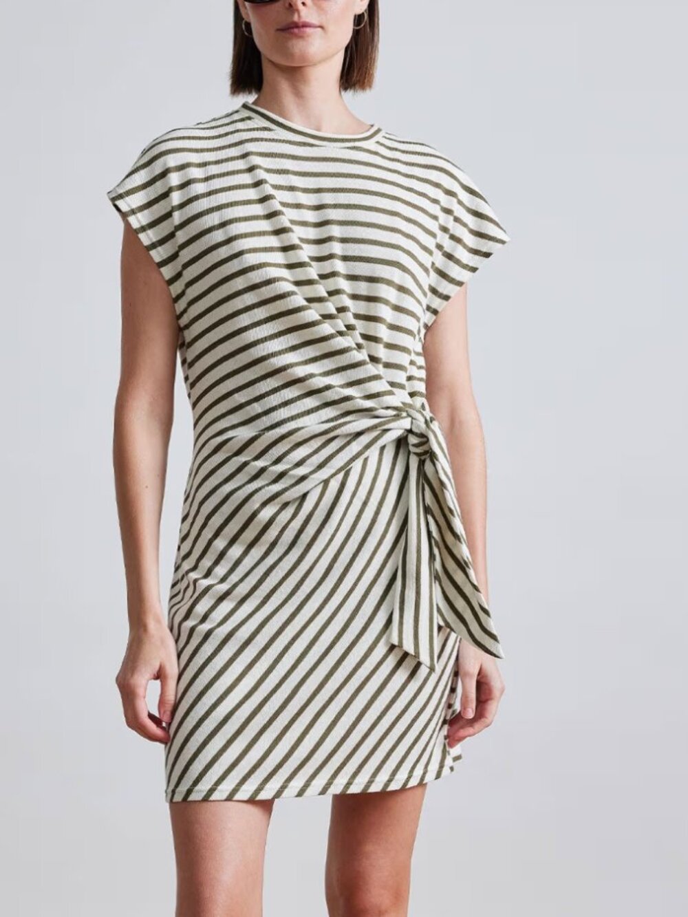 NWT Apiece Apart Nina Striped Cinched Mini Dress Organic Cotton Size S